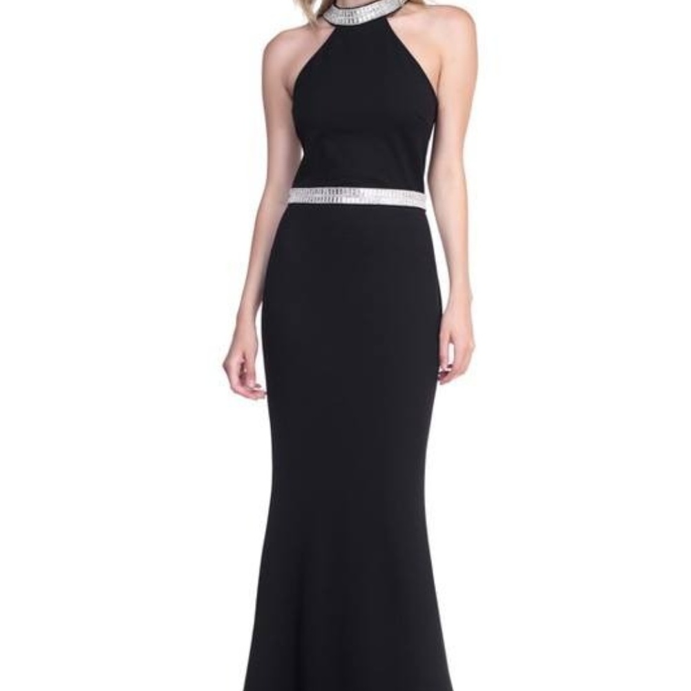 NEW! Ladies Long Elegant Dress with Crystal Detail